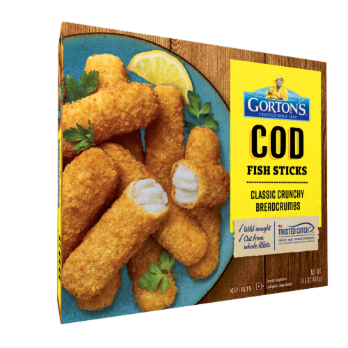Gorton’s Crunchy Breaded Fish Sticks, Wild Caught Cod, Crunchy Breadcrumbs, Frozen Perspective: back