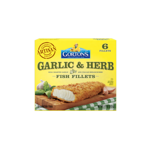 Gorton’s Roasted Garlic & Italian Herb Artisan Fish Fillets, Italian Breadcrumbs, Frozen Perspective: back