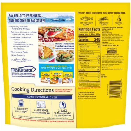 Gorton’s Lemon Herb Whole Breaded Fish Fillets Perspective: back