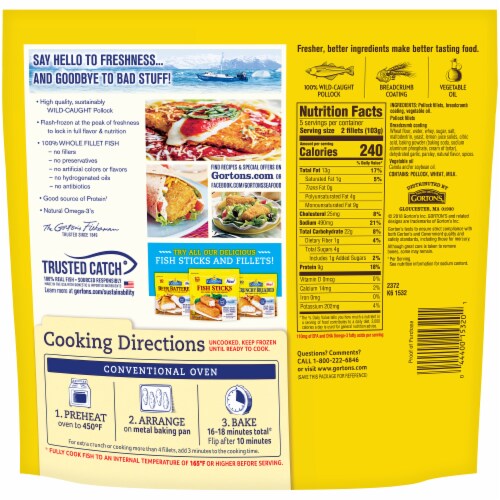 Gorton’s Lemon Herb Whole Breaded Fish Fillets Perspective: back