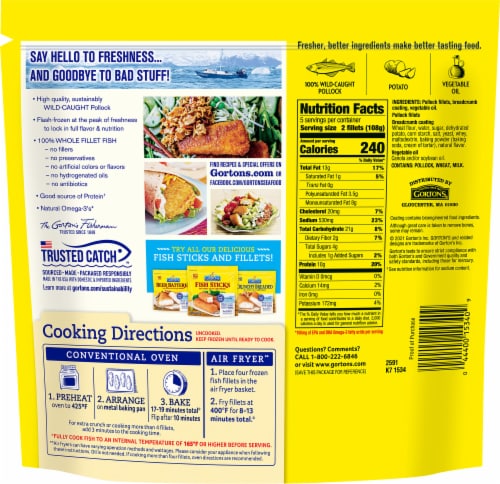 Gorton's® Potato Crunch Breaded Fish Fillets Perspective: back