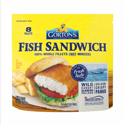 Gorton’s Breaded Fish Sandwich Cut from Whole Fish Fillets (Not Minced), Wild Caught, Frozen Perspective: back