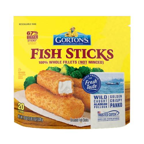 Gorton’s Crunchy Breaded Fish Sticks (Not Minced), Panko Breadcrumbs, Frozen Perspective: back