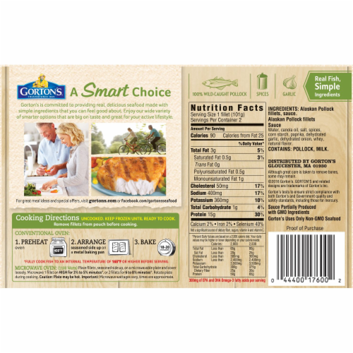 Gorton's Natural Catch Cajun Style Grilled Fish Fillets 2 Count Perspective: back