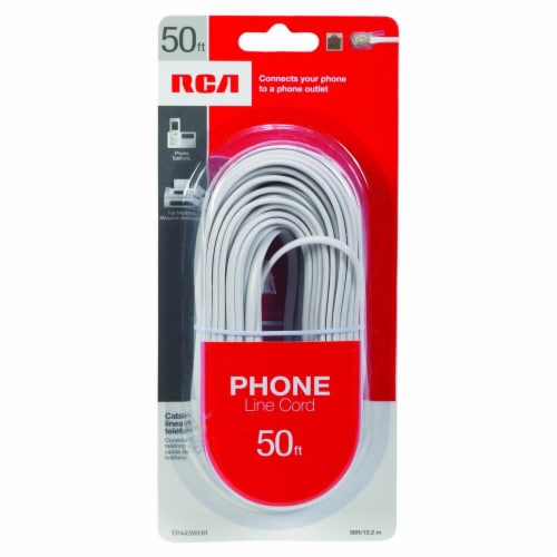 RCA 50 Ft. White Phone Cord TP443WHR Perspective: back