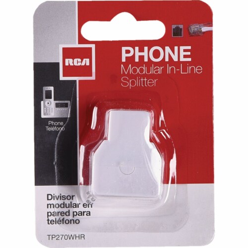 RCA White 2-Line Phone Splitter Jack TP270WHR Perspective: back