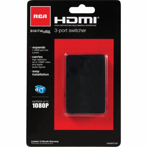 RCA 1 HDMI Port to 3 HDMI Port Switcher Adapter DHSWITCHE Perspective: back