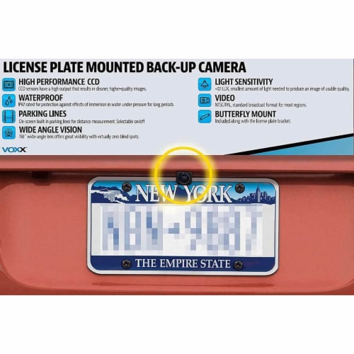 Audiovox ACAM4 HD Wide Angle License Plate Mounted Backup Camera Perspective: back