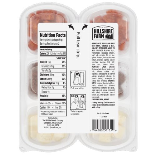 Hillshire Farm® SNACKED! Pepperoni Monterey Jack Cheese and Brownie Bites Snack Pack Perspective: back