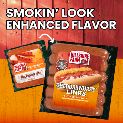 Hillshire Farm Cheddarwurst Links Smoked Sausage with Wisconsin Cheese Perspective: back