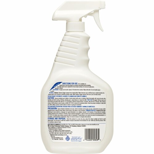 Clorox Healthcare Hydrogen Peroxide Cleaner Disinfectant Spray, 32 Ounces (30828) Perspective: back