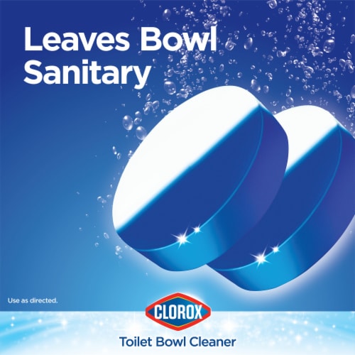 Clorox Ultra Clean Bleach and Blue Rain Clean Toilet Tablets Perspective: back