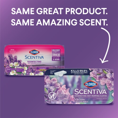 Clorox Scentiva Lavender and Jasmine Disinfecting Wet Mopping Cloths Perspective: back