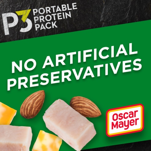 P3 Protein Snack with Turkey Almonds & Colby Jack Cheese Perspective: back