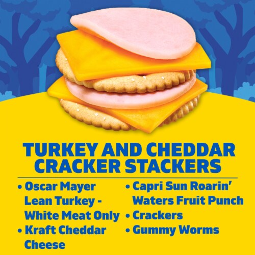 Lunchables Turkey & Cheddar Cracker Stackers with Capri Sun Juice & Gummy Worms Kids Lunch Meal Kit Perspective: back