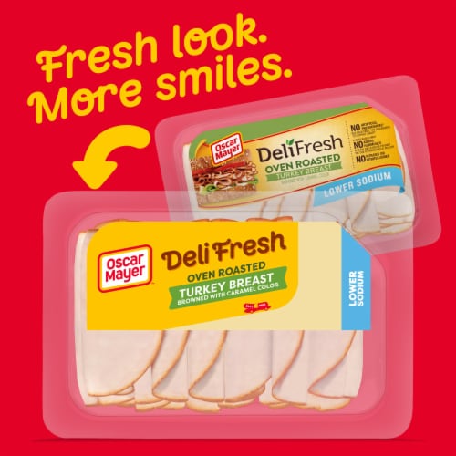 Oscar Mayer Deli Fresh Oven Roasted Turkey Breastwith 32% Lower Sodium Sliced Lunch Meat Perspective: back