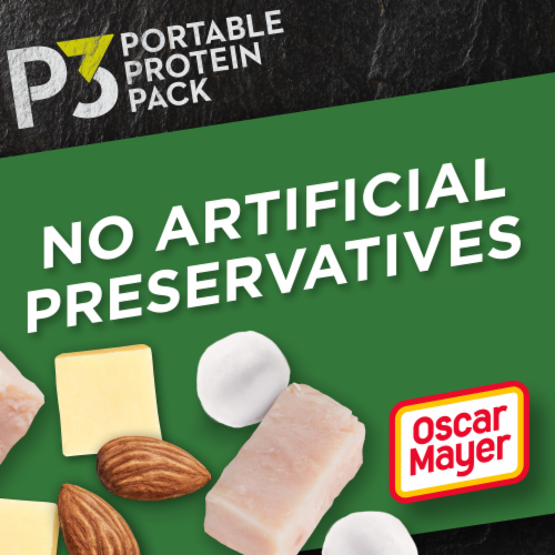 P3 Portable Protein with Turkey Almonds Jack Cheese & Yogurt Covered Blueberries Snack Pack Perspective: back