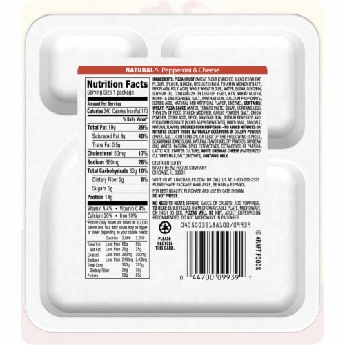 Lunchables Natural Uncured Pepperoni & Cheese Meal Kit with Pizza Crusts & Sauce Perspective: back