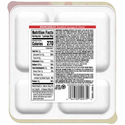 Lunchables Brunchables Breakfast Sausage and Cheese Sandwiches Perspective: back