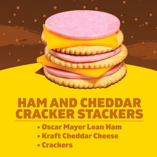 Lunchables Ham and Cheddar Cracker Stackers Value Snack Kit, Tray Perspective: back