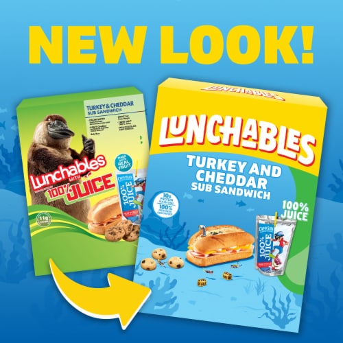Lunchables Turkey & Cheddar Sub Sandwich with Capri Sun Juice & Cookies Kids Lunch Meal Kit Perspective: back