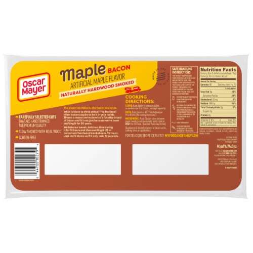 Oscar Mayer Naturally Hardwood Smoked Maple Bacon, Pack Perspective: back