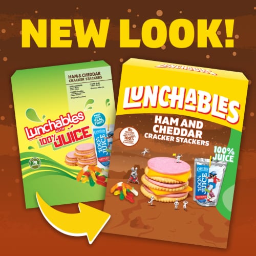 Lunchables Ham & Cheddar Cracker Stackers with Capri Sun Fruit Punch & Gummy Worms Perspective: back