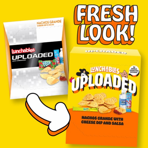 Lunchables Uploaded Nachos Grande with Cheese Dip and Salsa Snack Kit, Box Perspective: back