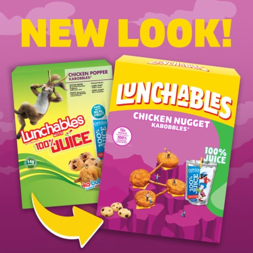 Lunchables Chicken Popper Kabobbles with Cheese Pretzels Capri Sun & Cookies Kids Lunch Meal Kit Perspective: back