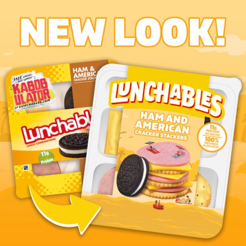 Lunchables Ham & American Cheese Cracker Stackers Snack Kit Chocolate Sandwich Cookies Perspective: back