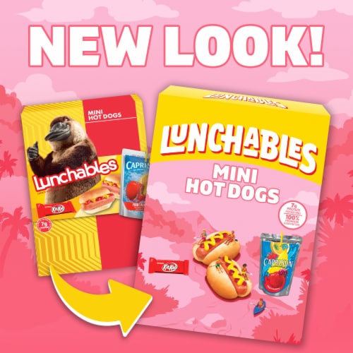 Lunchables Mini Hot Dogs with Capri Sun Drink & Kit Kat Candy Kids Lunch Meal Kit Perspective: back