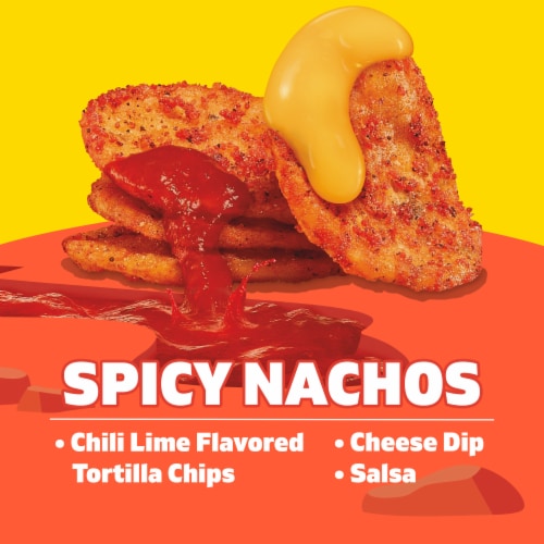 Lunchables Spicy Nachos with Chili Lime Flavored Tortilla Chips, Cheese Dip & Salsa Snack Kit, Tray Perspective: back