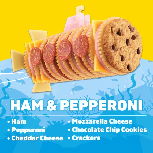 Lunchables Ham & Pepperoni with Cheddar & Mozzarella Cheese Crackers & Chocolate Chip Cookies Kit Perspective: back