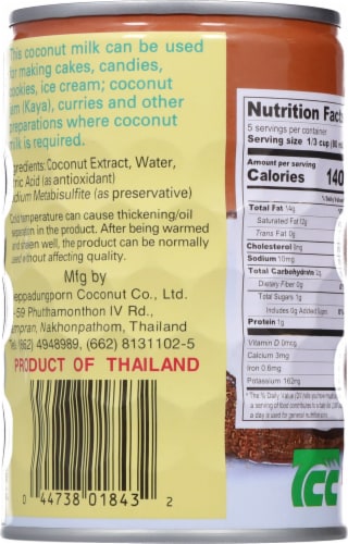 Chaokoh Coconut Milk Perspective: back