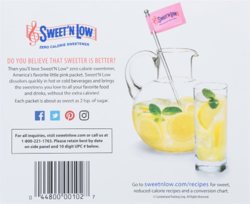 Sweet'N Low® Zero Calorie Sweetener Packets Perspective: back