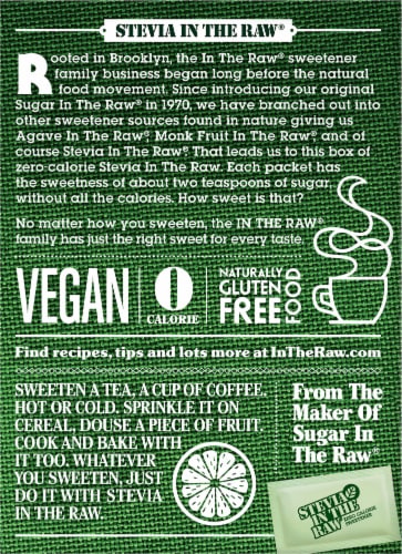 Stevia In The Raw Zero Calorie Sweetener Perspective: back