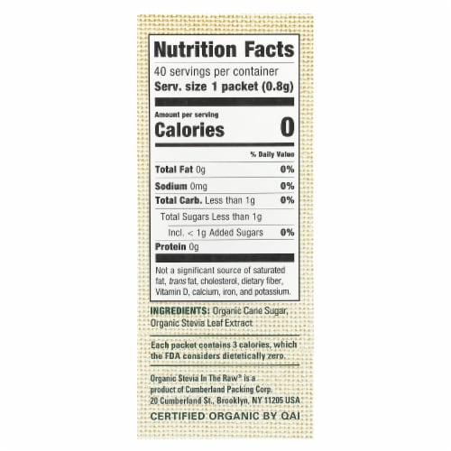 Stevia In The Raw® Organic Stevia Blend Packets Perspective: back