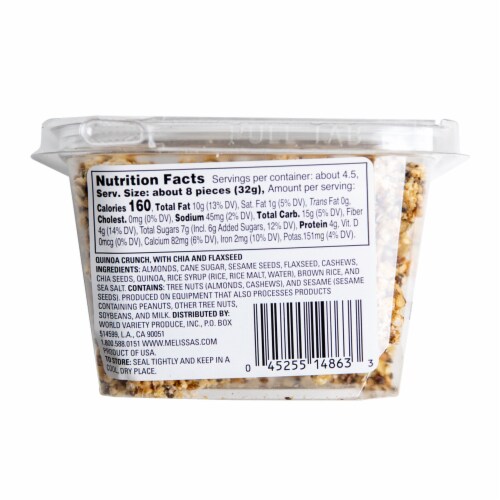Melissa's Clean Snax Quinoa Crunch with Chia and Flaxseed (Approximate Delivery is 3-5 Days) Perspective: back