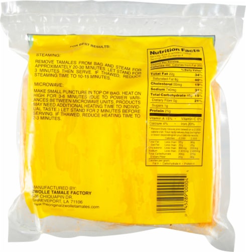 Zwolle Tamales™ Mild Pork Tamales Perspective: back