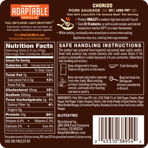 AdapTable Meals® Chorizo Pork Sausage Perspective: back