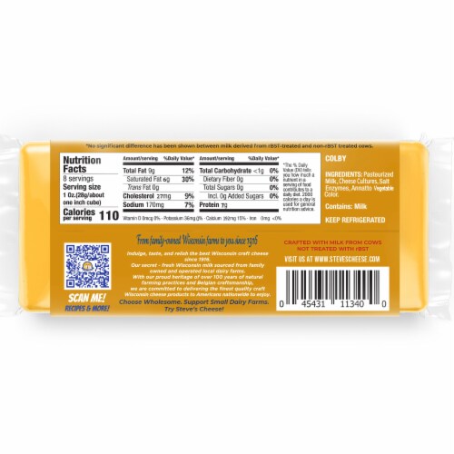 Steve's Cheese® Colby Block Cheese Perspective: back