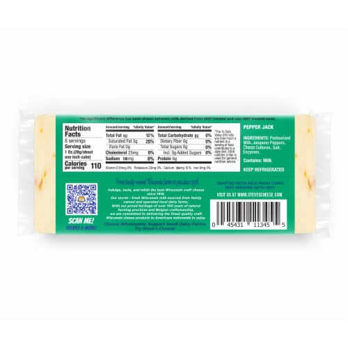 Steve's Cheese® Pepper Jack Block Cheese Perspective: back