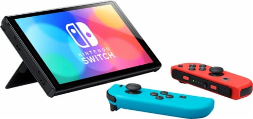 Nintendo Switch™ OLED Model - Neon Blue/Neon Red Perspective: back