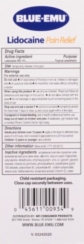 Blue Emu with Lidocaine Numbing Pain Relief Cream Perspective: back