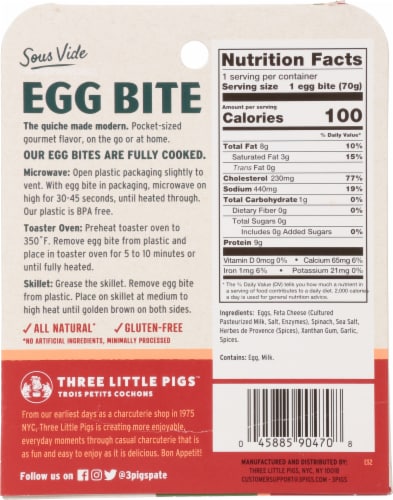 Trois Petits Cochons Sous-Vide Spinach and Feta Egg Bite Perspective: back