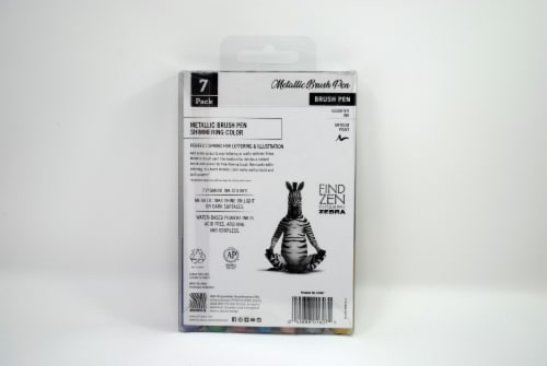 Zebra Brush Pen, Medium Point, Assorted Metallic Ink, 3-Count Perspective: back