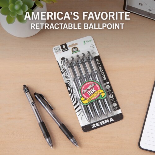 Z-Grip Retractable Ballpoint Pen, Medium Point, 1.0mm, Black Ink, Clear Barrel Perspective: back