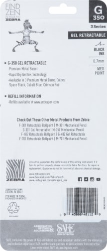 Zebra G-350 0.7mm Black Gel Retractable Pens and Bonus Refills Perspective: back