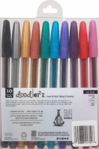 Zebra Doodler'z™ Gel Stick Glitter Pens Perspective: back