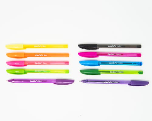 Zebra Doodlerz Gel Stick Pen, Bold Point, 1.0mm, Assorted Neon Colors, 10 Pack Perspective: back